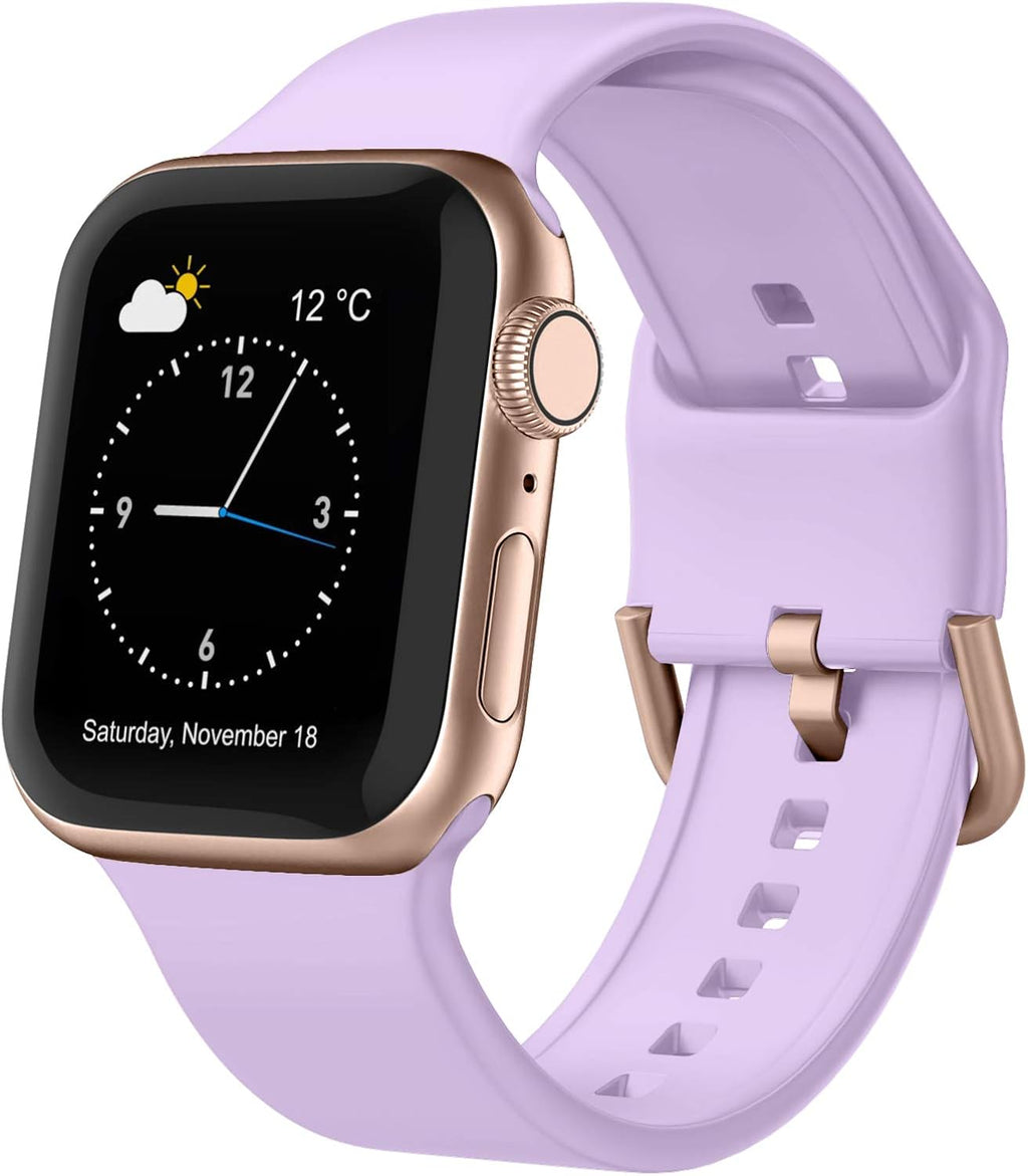 Sport Band Compatible with Apple Watch Bands 49Mm 45Mm 44Mm 42Mm 41Mm 40Mm 38Mm, Soft Silicone Wristband Replacement Strap with Classic Clasp for Iwatch Series 9 Ultra SE 8 7 6 5 4 3 2 1 for Women Men