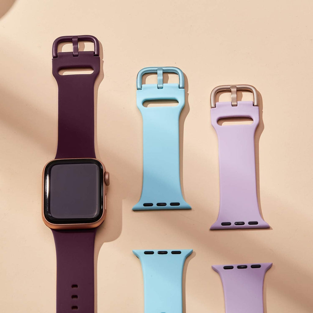 Sport Band Compatible with Apple Watch Bands 49Mm 45Mm 44Mm 42Mm 41Mm 40Mm 38Mm, Soft Silicone Wristband Replacement Strap with Classic Clasp for Iwatch Series 9 Ultra SE 8 7 6 5 4 3 2 1 for Women Men