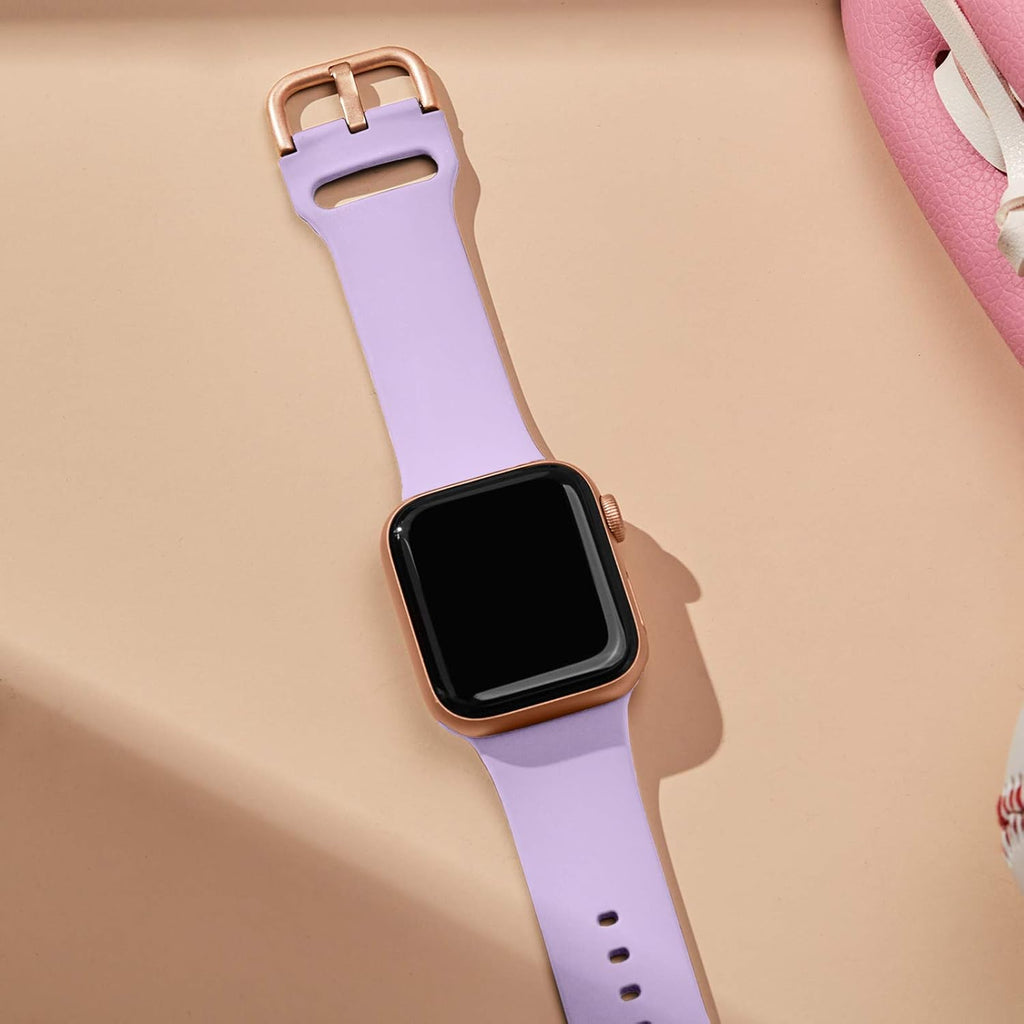 Sport Band Compatible with Apple Watch Bands 49Mm 45Mm 44Mm 42Mm 41Mm 40Mm 38Mm, Soft Silicone Wristband Replacement Strap with Classic Clasp for Iwatch Series 9 Ultra SE 8 7 6 5 4 3 2 1 for Women Men